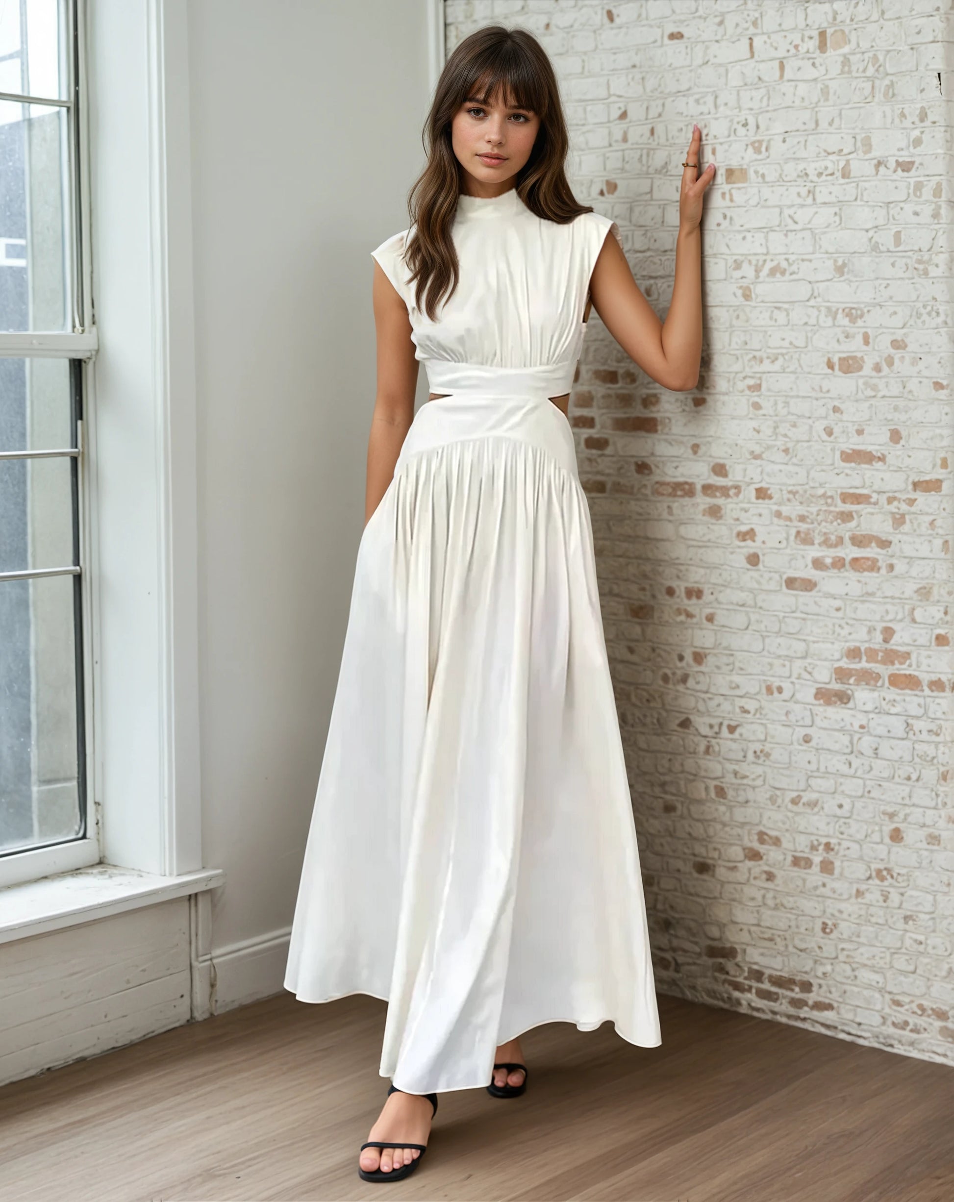 Axiom Cut Out Maxi Dress White S