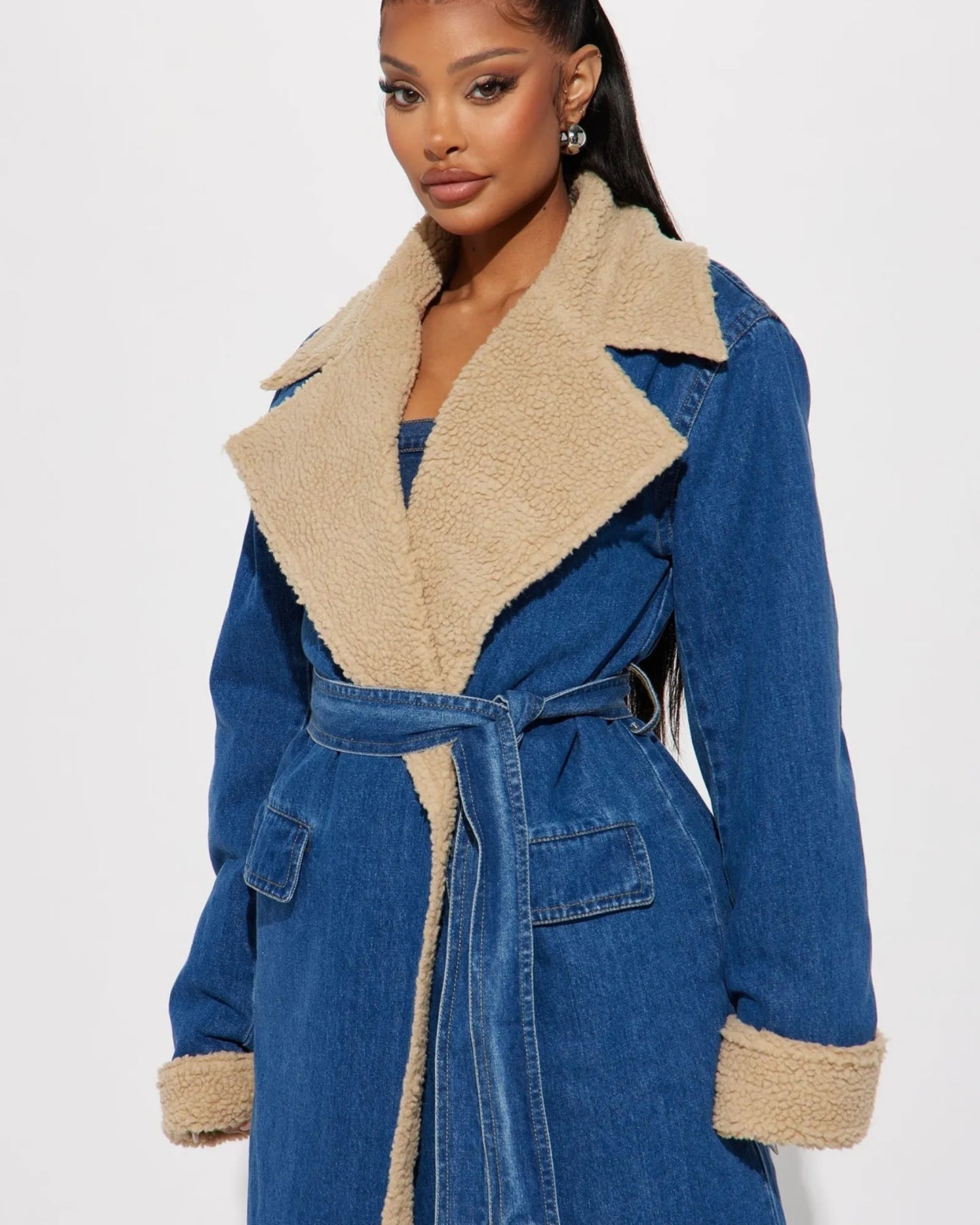 Ella™ Lambswool Lined Denim Coat